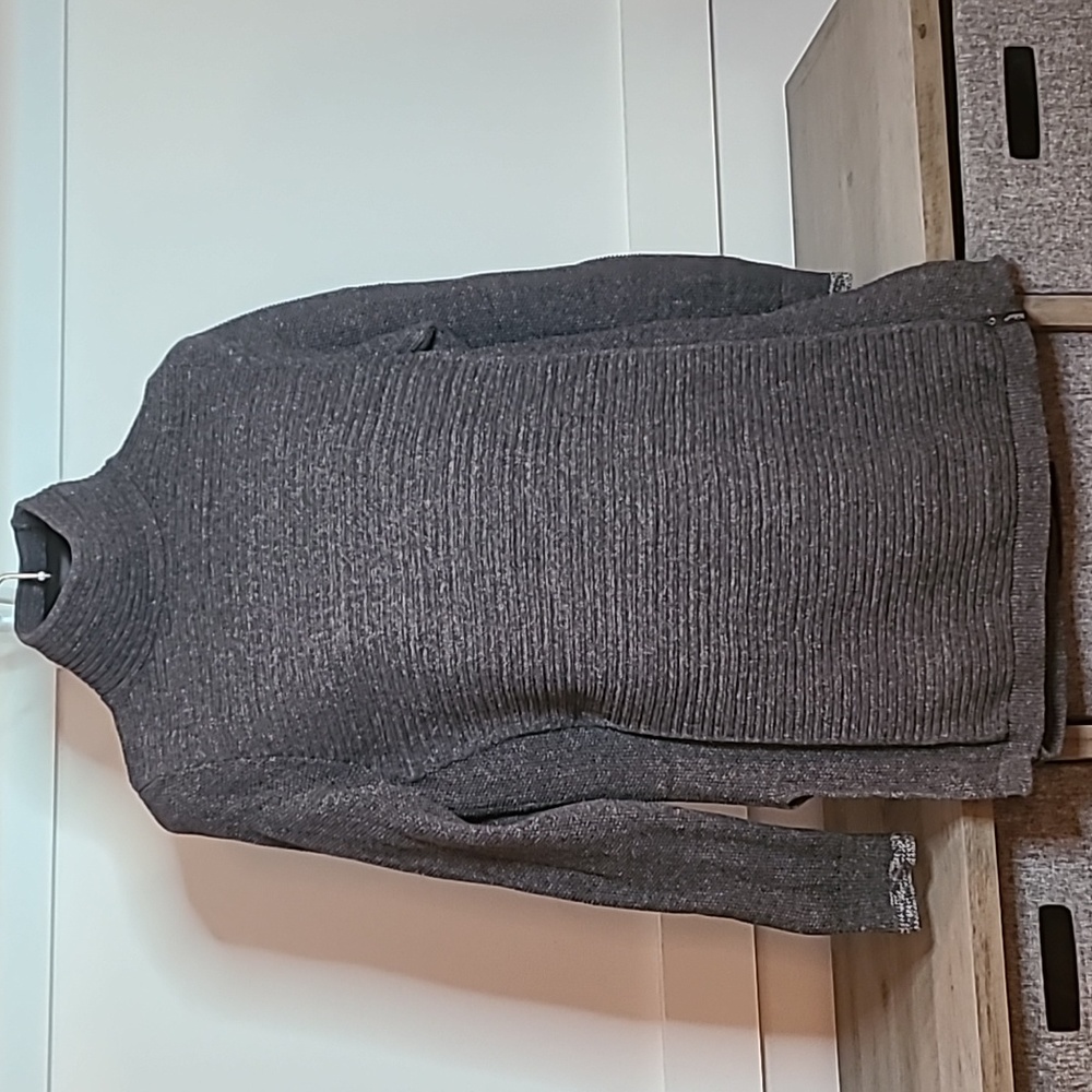 Woolrich Toketee Organic Cotton Dark Gray Mock Neck Tunic Sweater Womens sz S